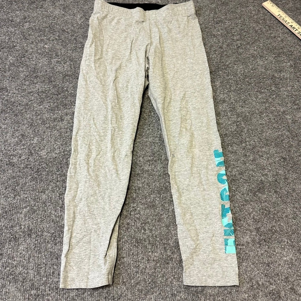 Nike Leggings Womens Size XS Gray Cotton Blend Graphic Logo Athletic Stretch